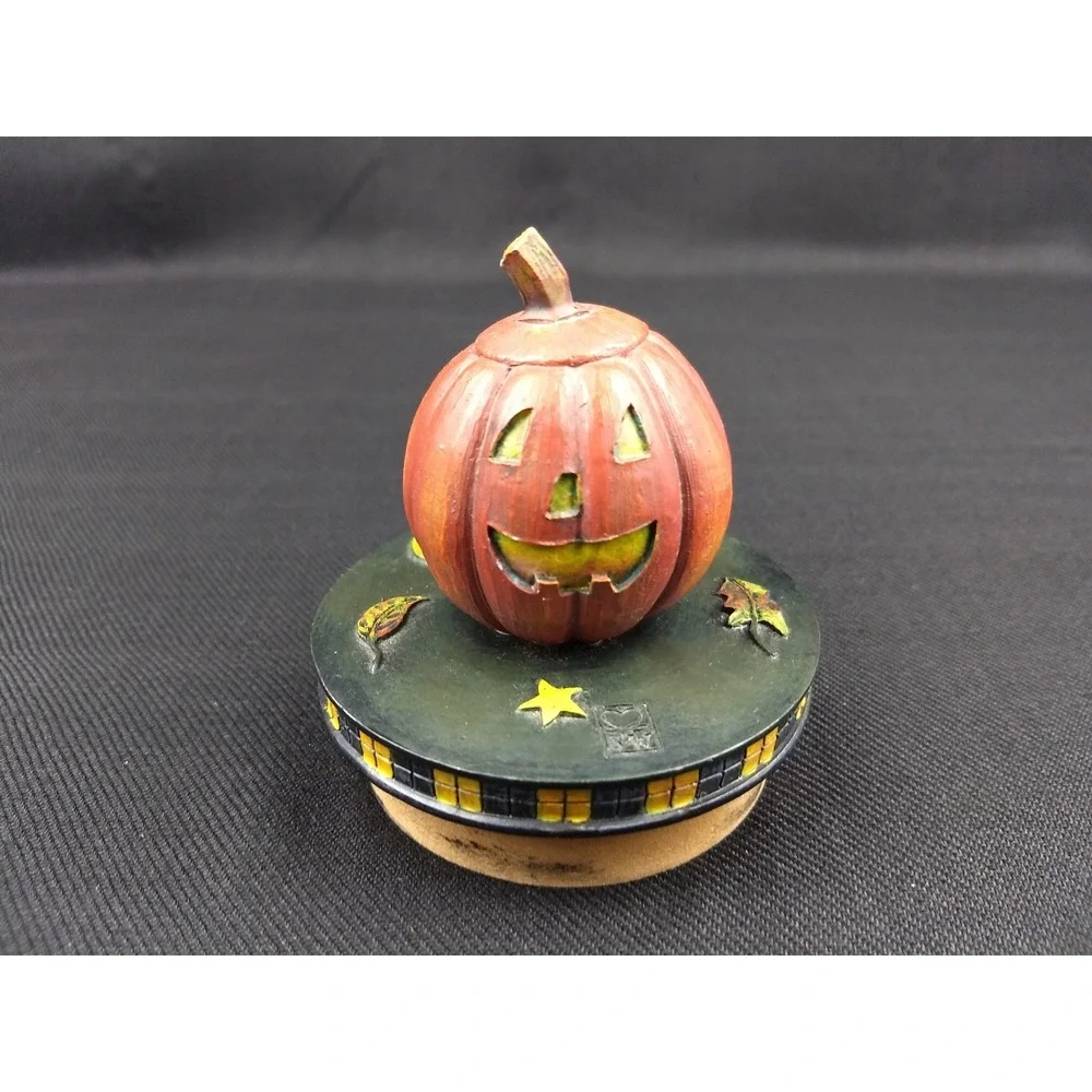 Lang Halloween Jack-O-Lantern Jar Candle Topper Spooky Dual-Faced Pumpkin Orange